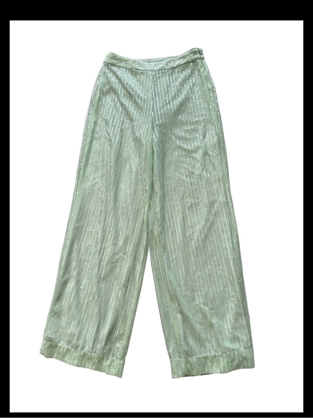 House of Harlow Womens Pants Size 6 Mint Sequin Wide Leg Side Zip High Rise New